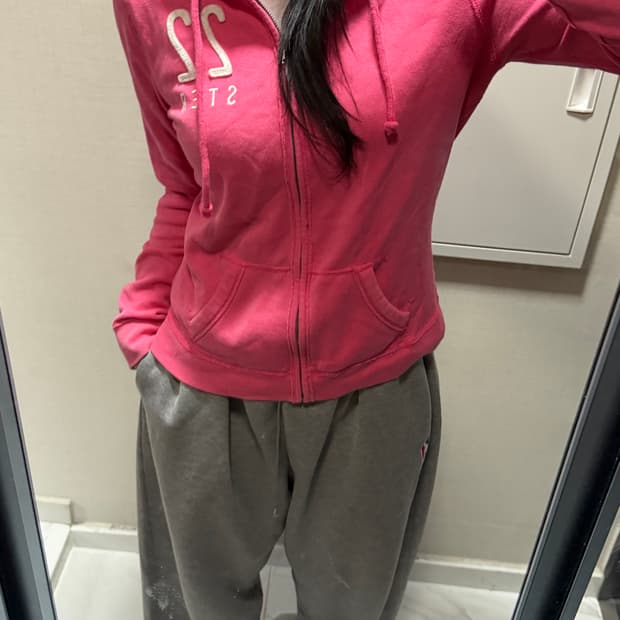 홀리스터 핑크 후드집업 m