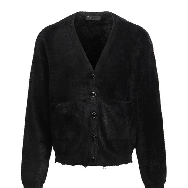 비액세스 폭스 앙고라 니트 털 가디건 S