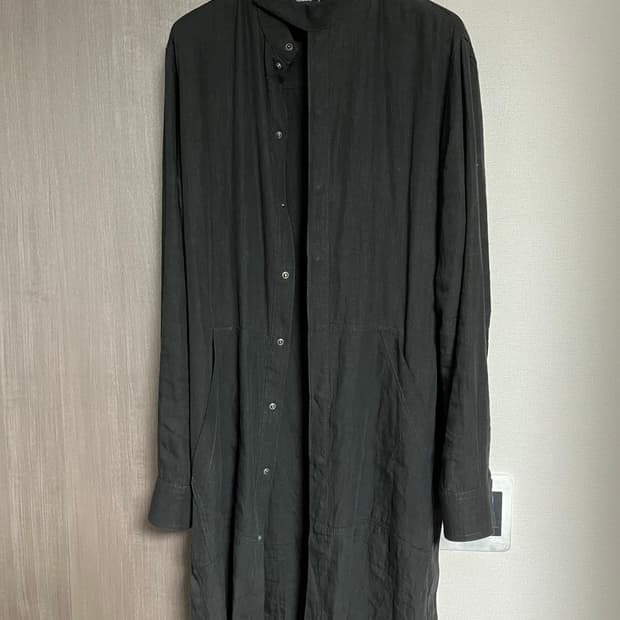 안드레아 야콥 남성 블랙 롱 셔츠