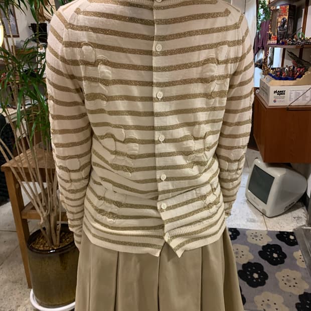 꼼데가르송 트리콧 투웨이 스트라이프 플라워 니트 가디건