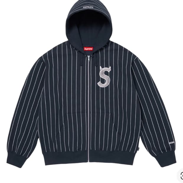 슈프림 데빌 S 로고 집업 후드 스웨트셔츠 스트라이프 - 26SS