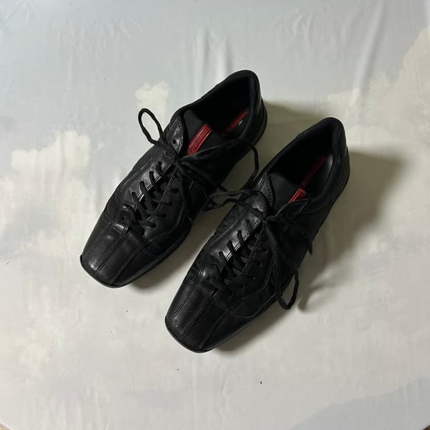 Prada sports semi square toe sneakers