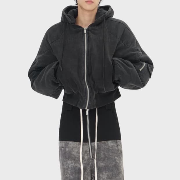 아르노드프랑스 25FW 베를린 크롭 보머 재킷 워시드 블랙