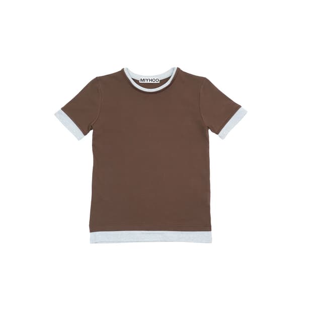 Miyhoo TWO-TONE LAYERED SLIM T-SHIRT