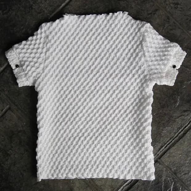 [REKNOW] EMBOSSING HALF BLOUSE