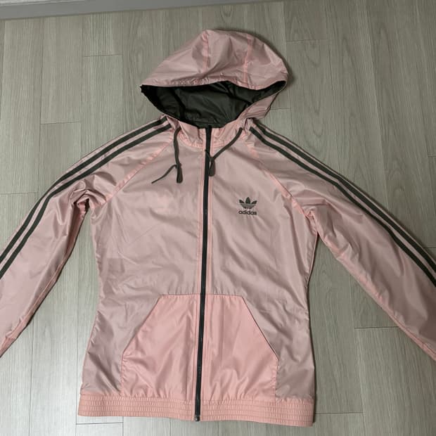 아이다스 리버시블 핑크 카키 바람막이 후드