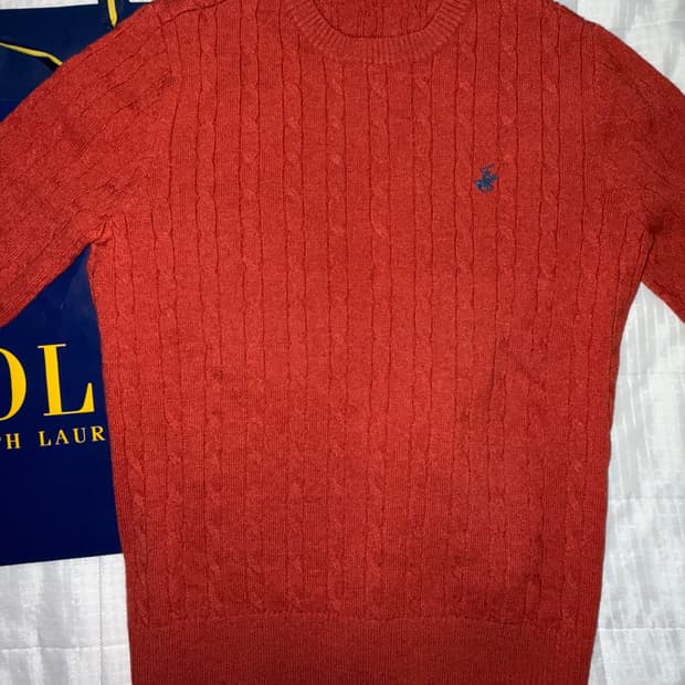 폴로 오렌지 꽈배기니트