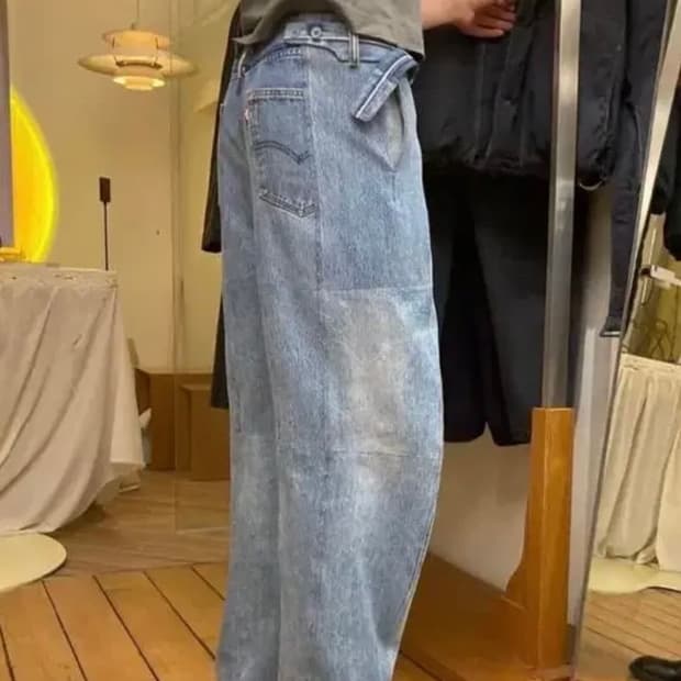 (허리단면45cm)누마레 리바이스 리워크 데님 팬츠