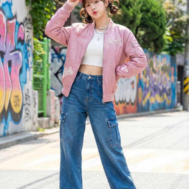 Frank Stone 핑크색 봄버 자켓_90