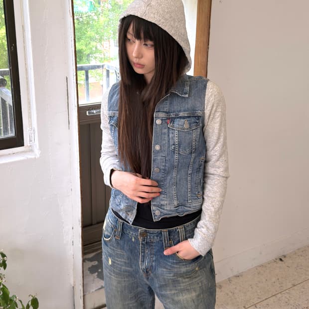 리바이스 후드 데님 자켓