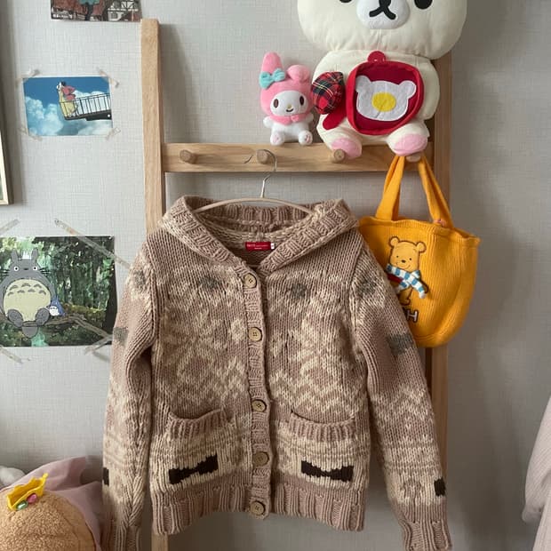 모리걸 리본 뜨개 베이지 니트 가디건🤎🎀