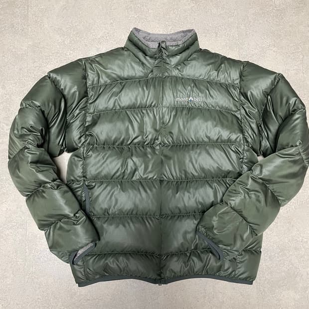 빈티지 몽벨 라이트 알파인 구스 다운 패딩 자켓 올리브 카키