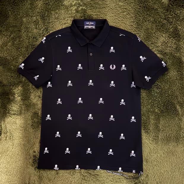 [L] 마스터마인드 X 프레드페리 스컬 로고 프린트 폴로티