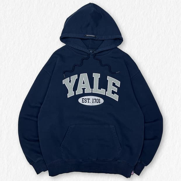 예일 빅로고 후드티 네이비