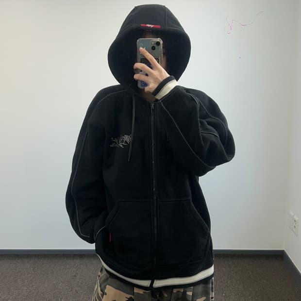 MF.! 마자플라자 레터링로고 백포인트 블랙 후드집업