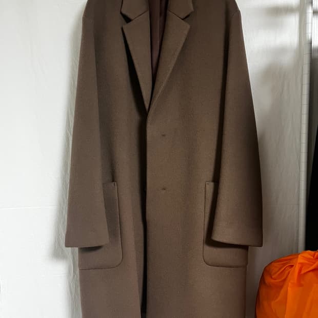 드로우핏 캐시미어 세미오버핏 코트 스모크 핑크 m