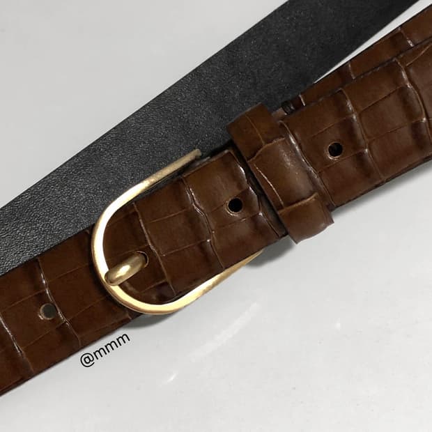 [Unisex] 골드D 크로커다일 가죽 벨트