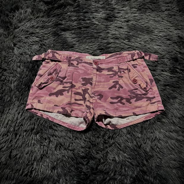 핑크 카모 밀리터리 포켓 숏팬츠