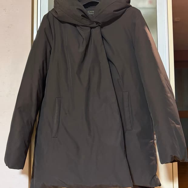 빈티지 모리 더블 미디 패딩 브라운