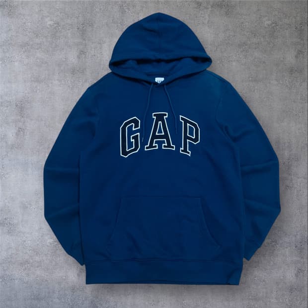 GAP 스펠아웃 빅로고 블루 후드티