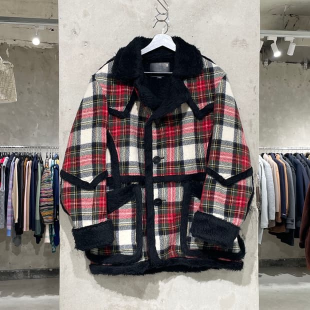 알썰틴 2018 플래드 체크 울 피코트