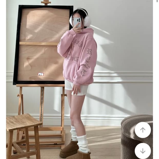 에이블리 남여공용 크롬st 레터링 기모 후드티 (새상품)