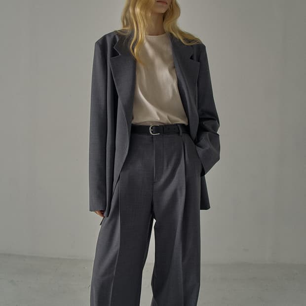 파사드패턴 오버핏 썸머 울재킷 차콜컬러