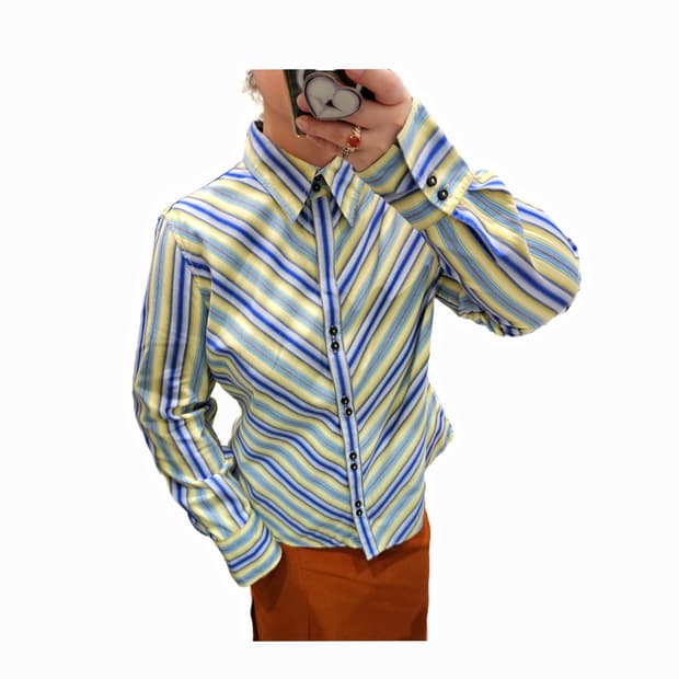 80-90's Tommy Hilfiger 사선 스트라이프 셔츠