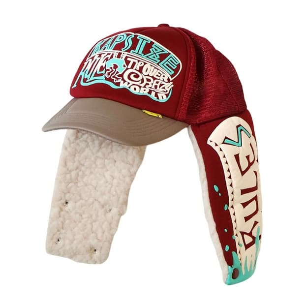 캐피탈 캡사이즈 럼버 트러커캡 다크레드모카