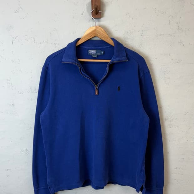 폴로랄프로렌 빈티지 코튼 반집업 니트