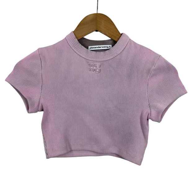 알렉산더왕 핑크 워시드 크롭 반팔 XS