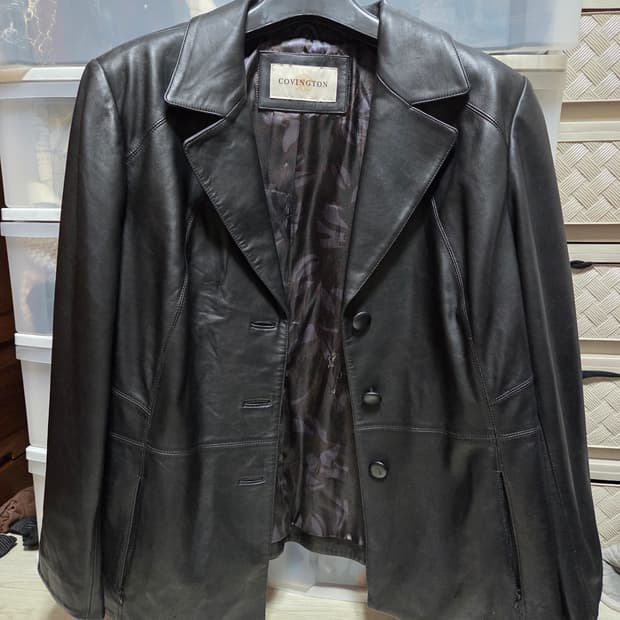 블랙 레더 블레이저 XL