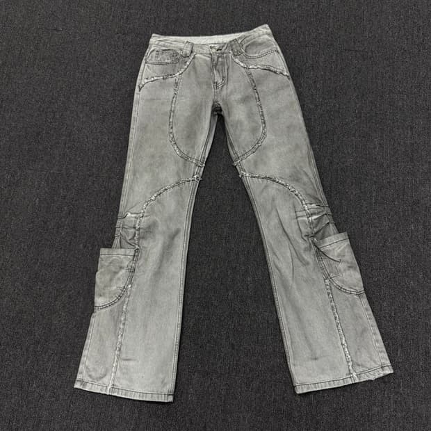 Yeel leey 셔링 컷 부츠 데님 팬츠