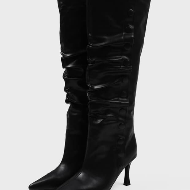 티릿 스냅버튼 스틸레토  레더부츠힐