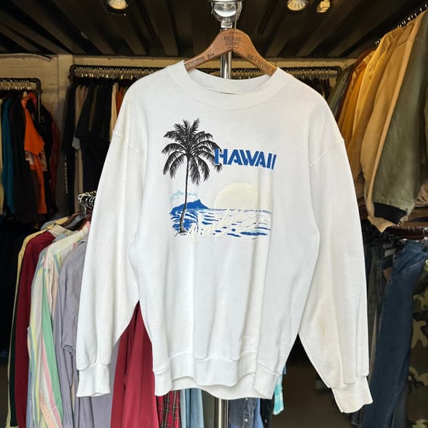 90s 50/50 하와이 프린팅 스웻셔츠 made in usa