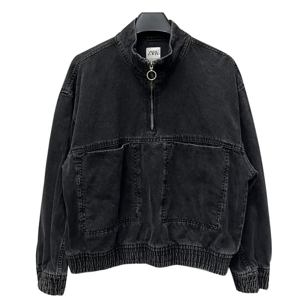 ZARA 자라 하프집업 흑청 데님 자켓 M