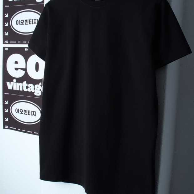 (L-XL) 드릭스 반팔 티셔츠 무지 블랙 머슬핏-H36454