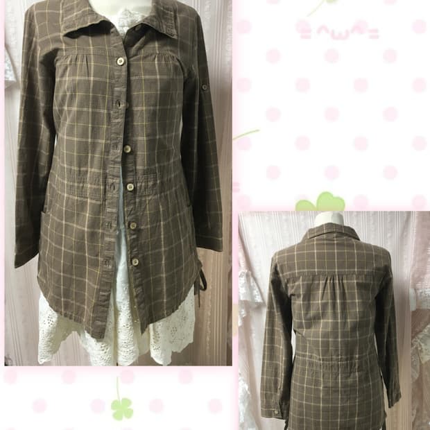 코코아 체크 모리너드 롱셔츠