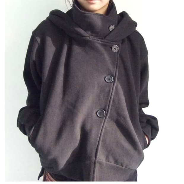 오스하이 하이넥 후드집업 블랙