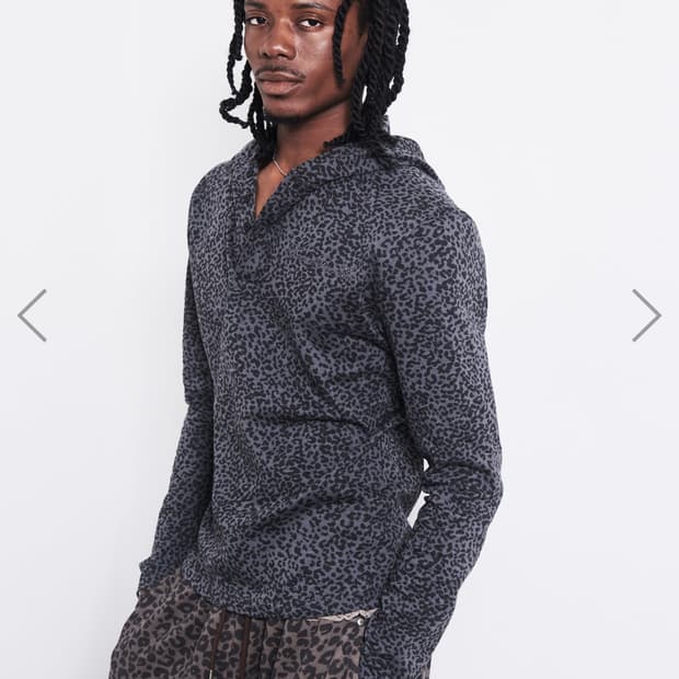 Leopard Henley Hoodie Long Sleeve 