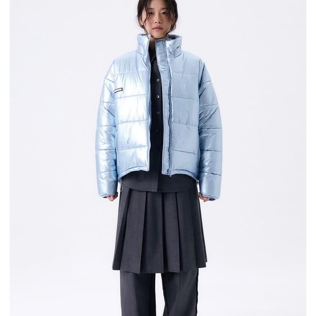 할로미늄 foil reversible padding jacket blue