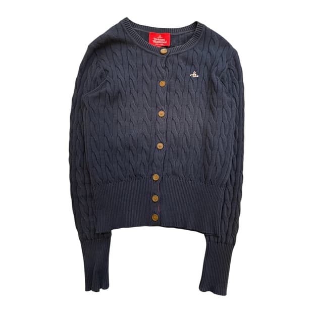 비비안 웨스트우드 레드라벨 케이블 니트 가디건
