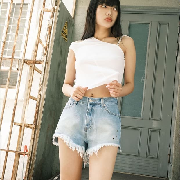 시스에이 SIS A 러프 아일렛 데님 쇼츠 반바지 Blue S