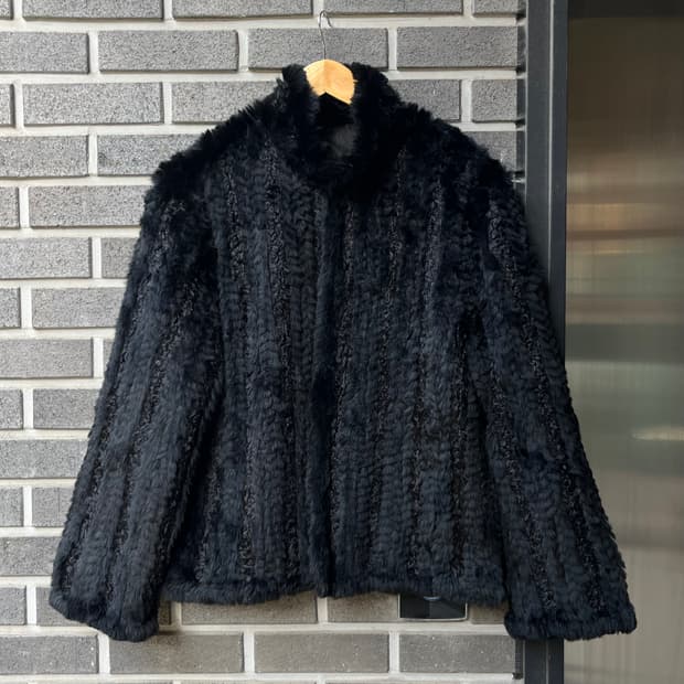 리얼 토끼털 퍼자켓 블랙