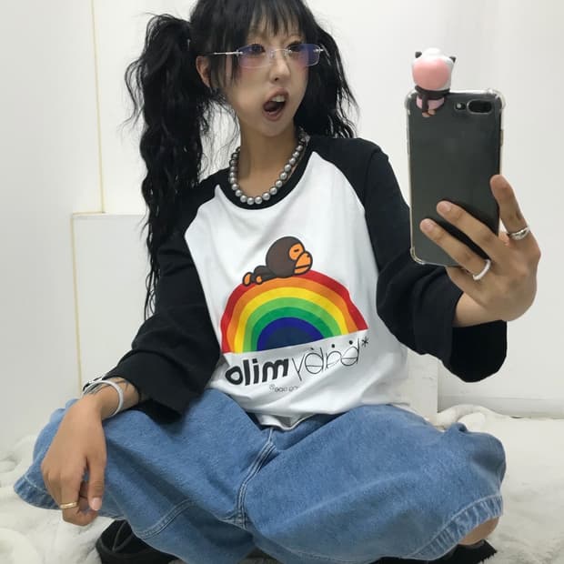 < Bape Baby Milo Rainbow Raglan T-shirt