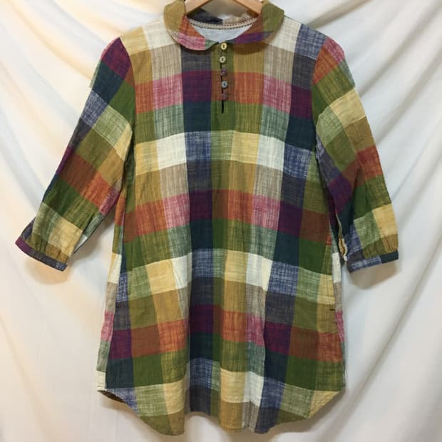 모리걸 단추 레이어드 체크원피스