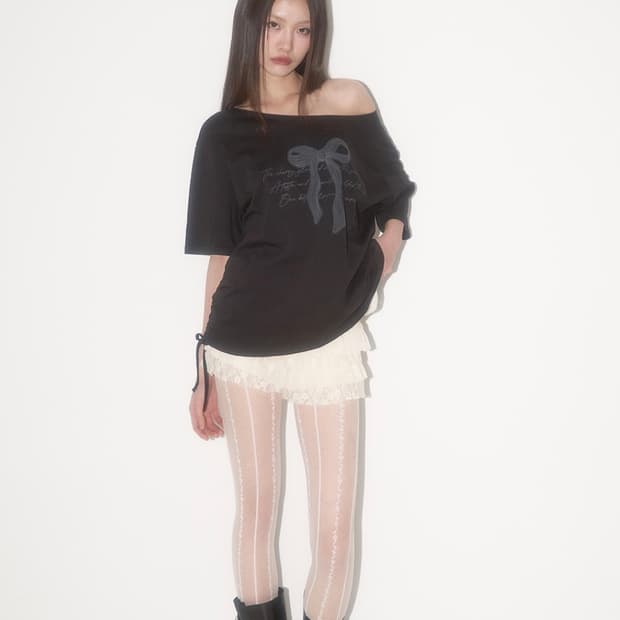 illigo ribbon shirring offshouler tshirt