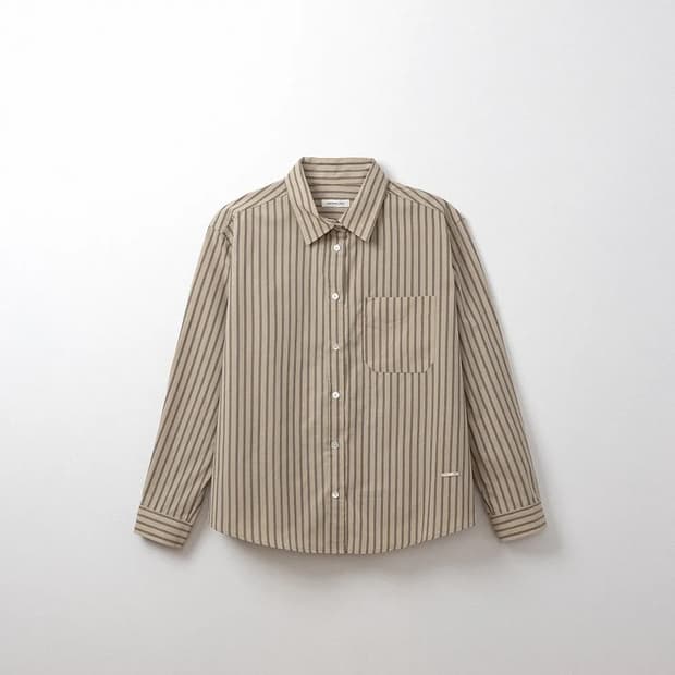 아카이브제이투유 노마 스트라이프 셔츠 모카베이지