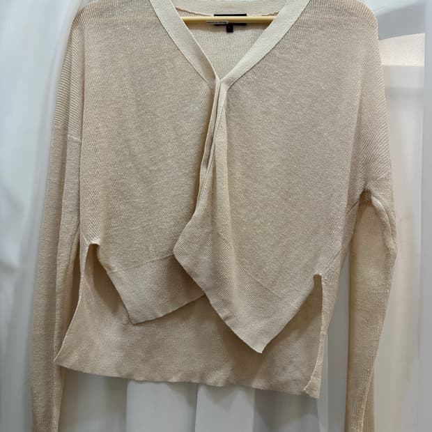 띠어리 베이지 린넨 혼방 니트 가디건 L