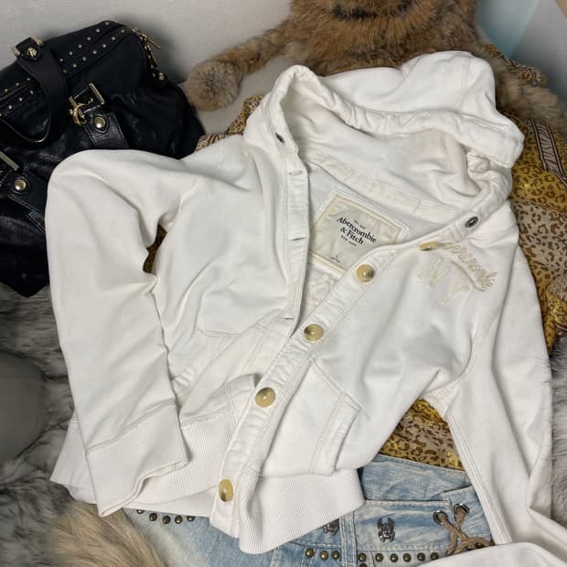 아베크롬비 화이트 후드 가디건 집업